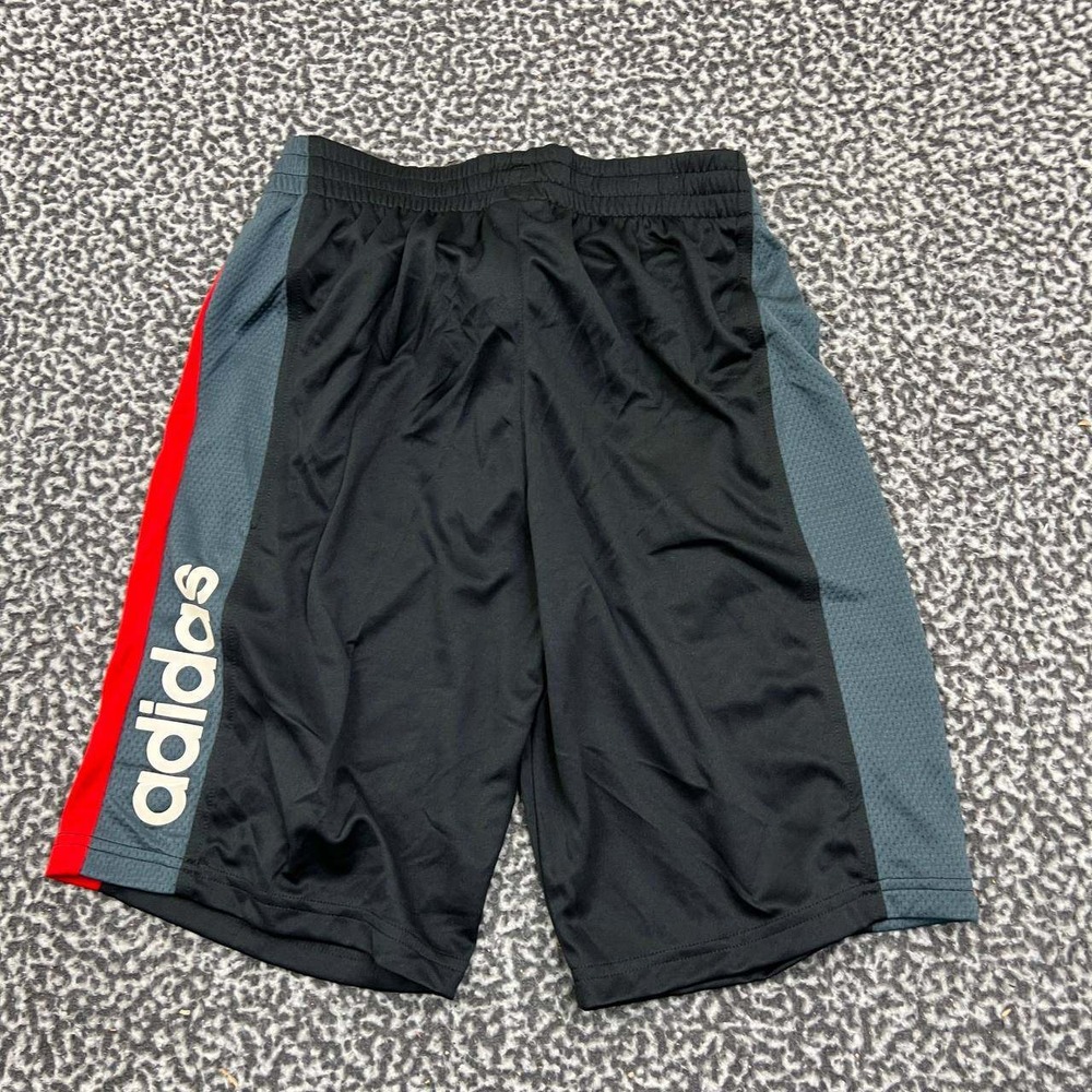 Adidas Athletic Shorts Youth Medium 11-12 Black Red Drawstring Outdoor New